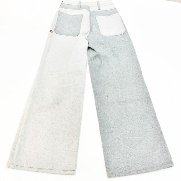Imperfects Two Toned Light Wash Denim Jeans Wide Leg Style Size 24 - Picture 3 of 11